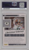 Christian Watson from the 2023 Panini Luminance set featuring a Green parallel graded by PSA and given an overall grade of 10.