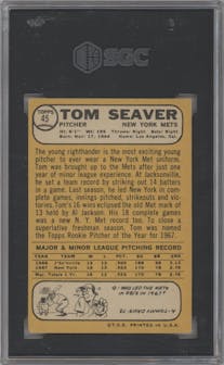 Tom Seaver from the 1968 Topps set graded by SGC and given an overall grade of 5.