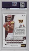 Jayden Daniels from the 2024 Panini Prizm set featuring a No Huddle parallel graded by PSA and given an overall grade of 9.
