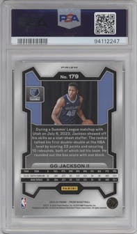 GG Jackson II from the 2023-24 Panini Prizm set featuring a Red White Blue Prizm parallel graded by PSA and given an overall grade of 10.
