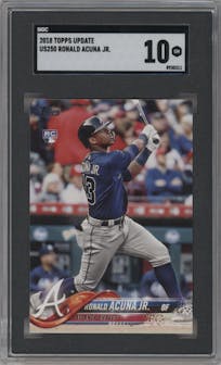 Ronald Acuna Jr. from the 2018 Topps Update set graded by SGC and given an overall grade of 10.