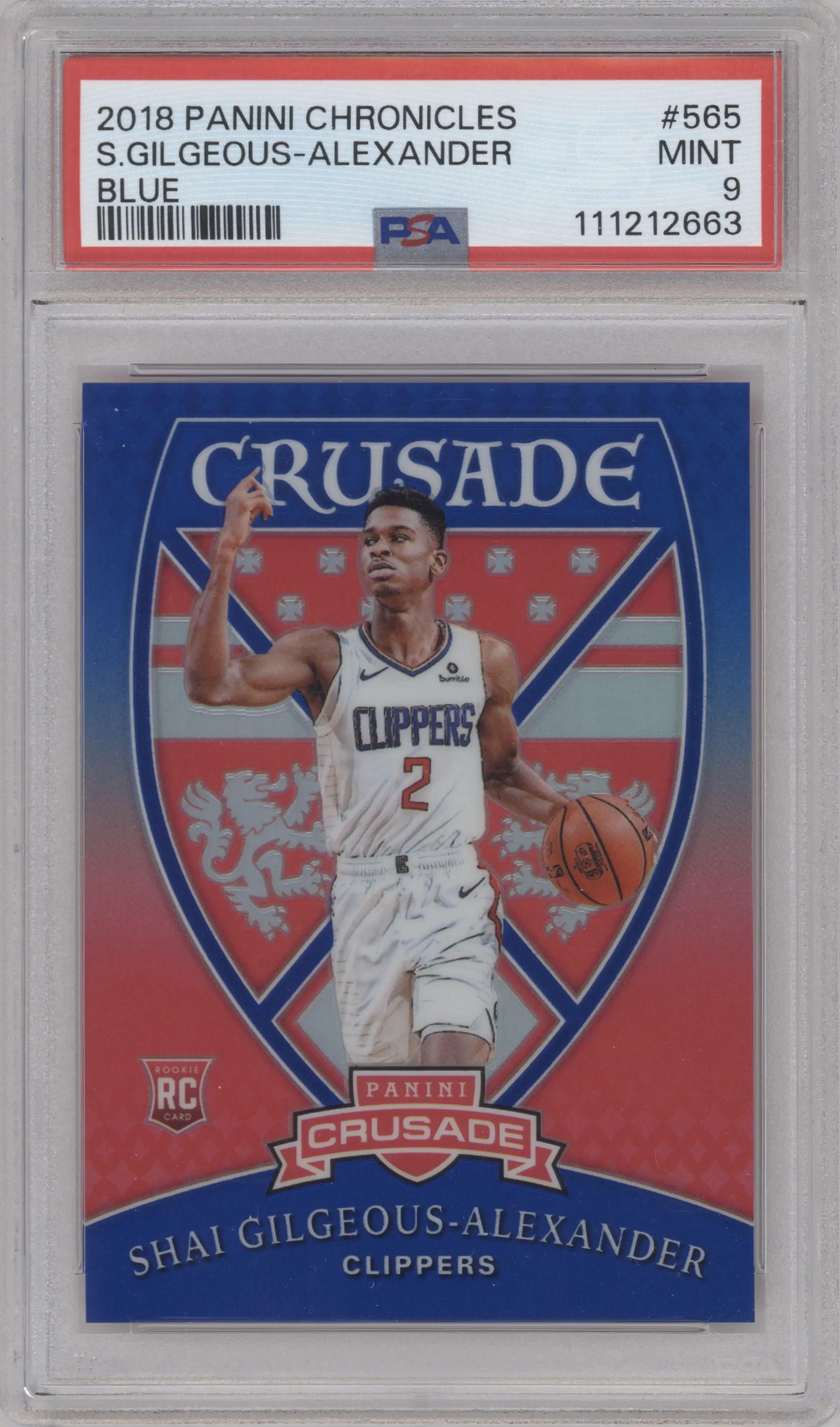 2018 Panini Chronicles Crusade Shai Gilgeous-Alexander Blue #565 PSA 9