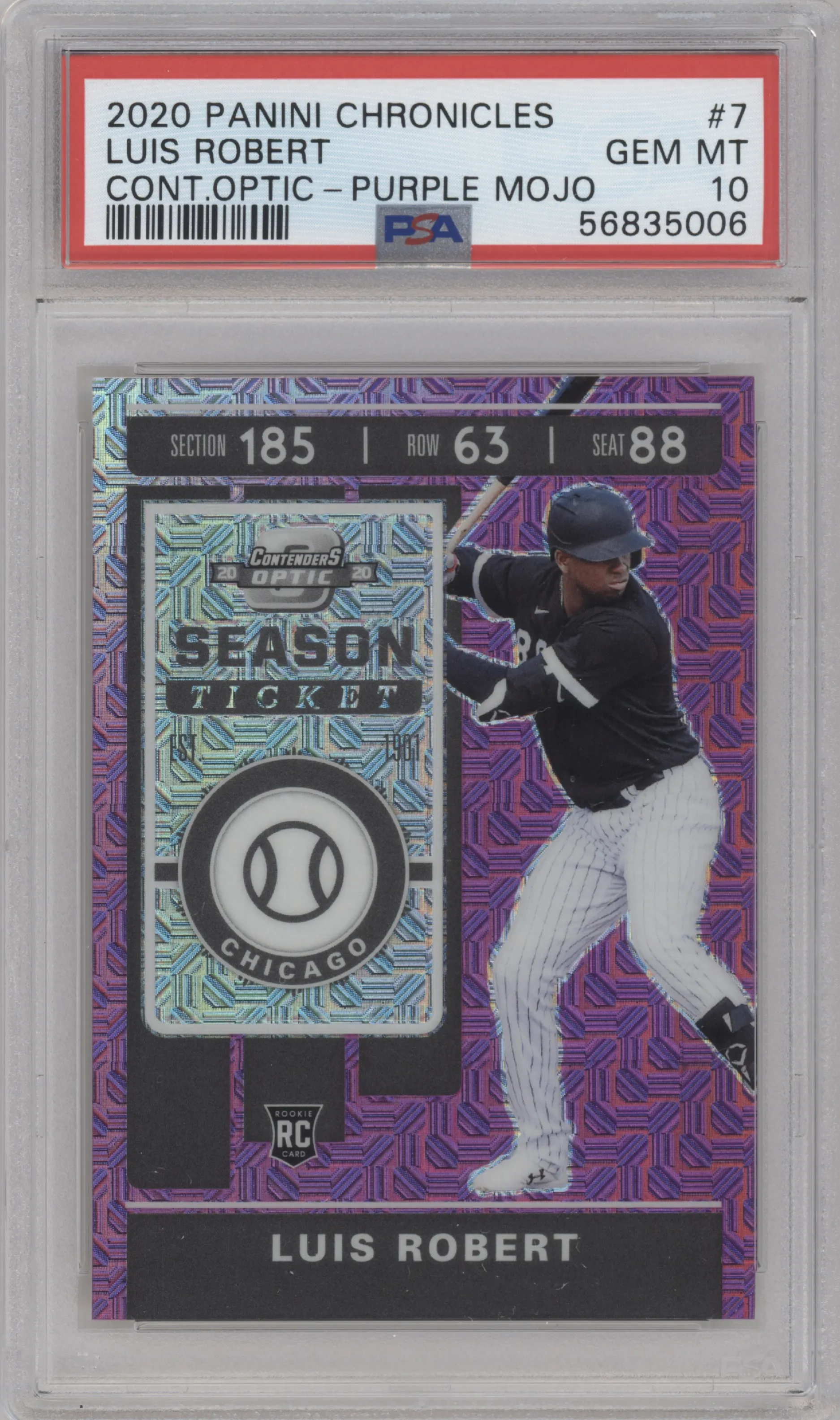2020 Panini Chronicles Contenders Optic Luis Robert Purple Mojo PSA 10