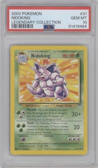 Nidoking from the 2002 Pokemon  set graded by PSA and given an overall grade of 10.