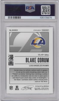 Blake Corum from the 2024 Panini Prizm set graded by PSA and given an overall grade of 10.