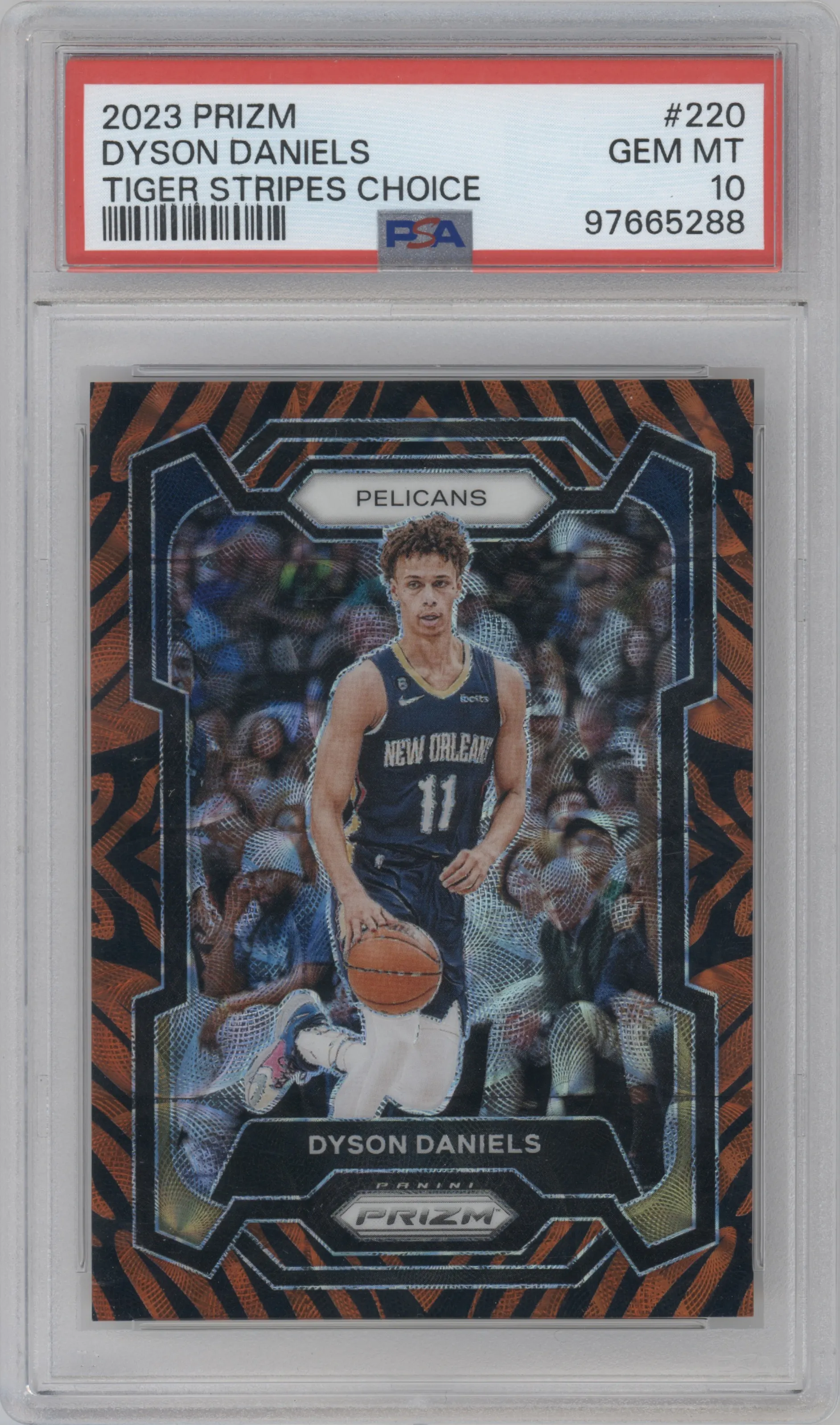 2023 Panini Prizm Dyson Daniels Choice Tiger Stripe #220 PSA 10