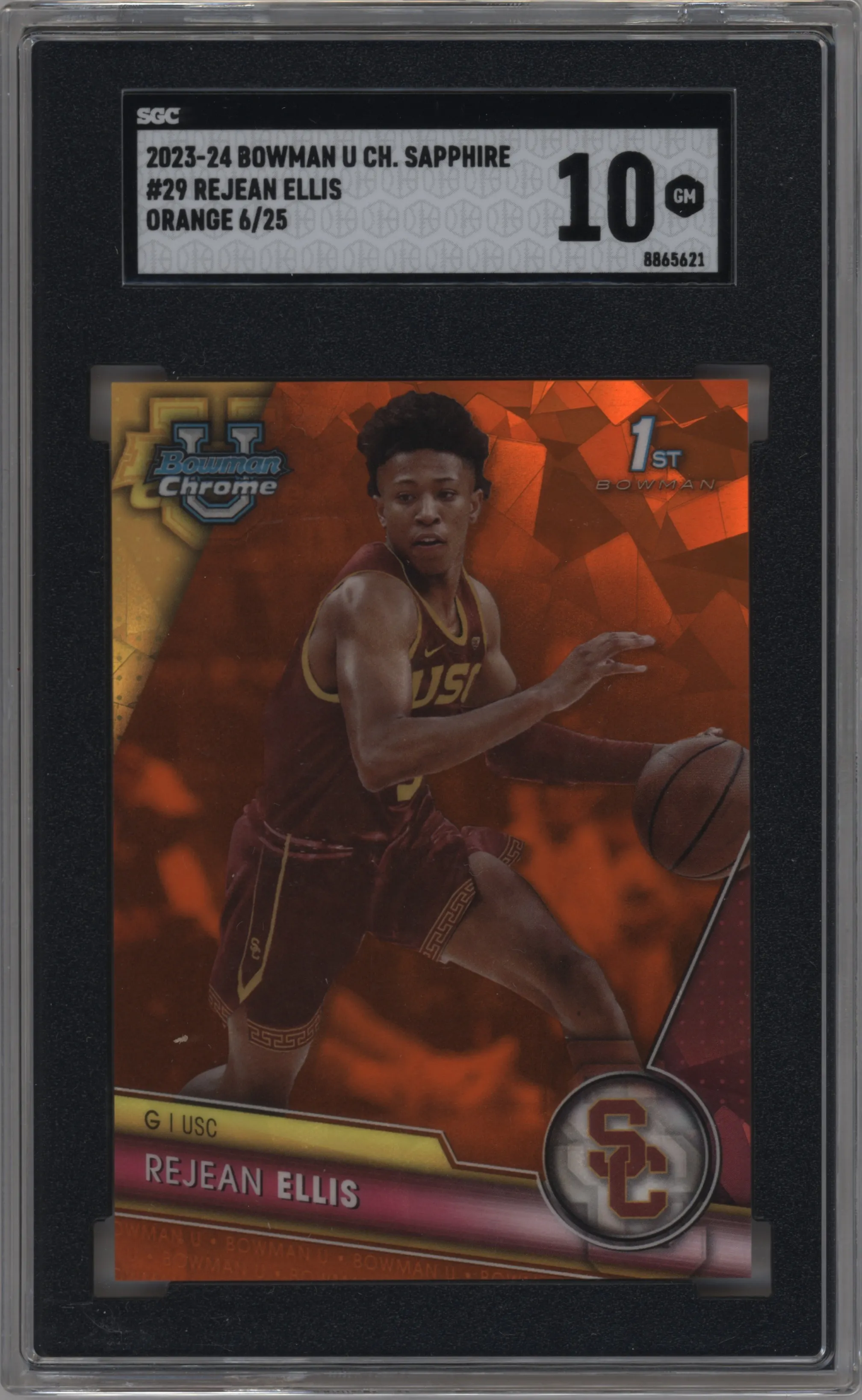 2023 Bowman U Chrome Sapphire Rejean Ellis Orange SGC 10