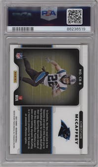Christian McCaffrey from the 2021 Panini Obsidian set graded by PSA and given an overall grade of 9.