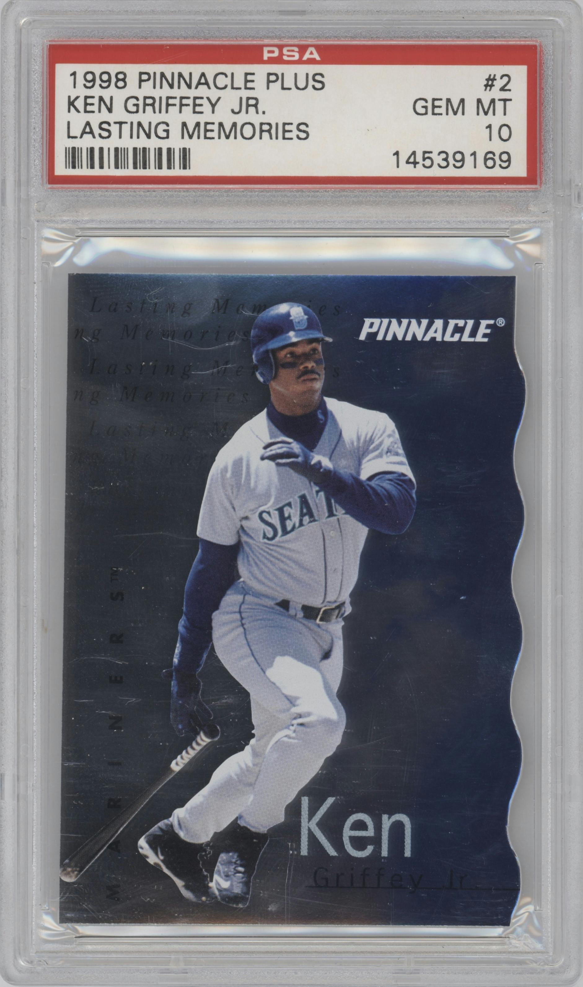 Ken Griffey Jr. from the 1998 Pinnacle Plus set graded by PSA and given an overall grade of 10.