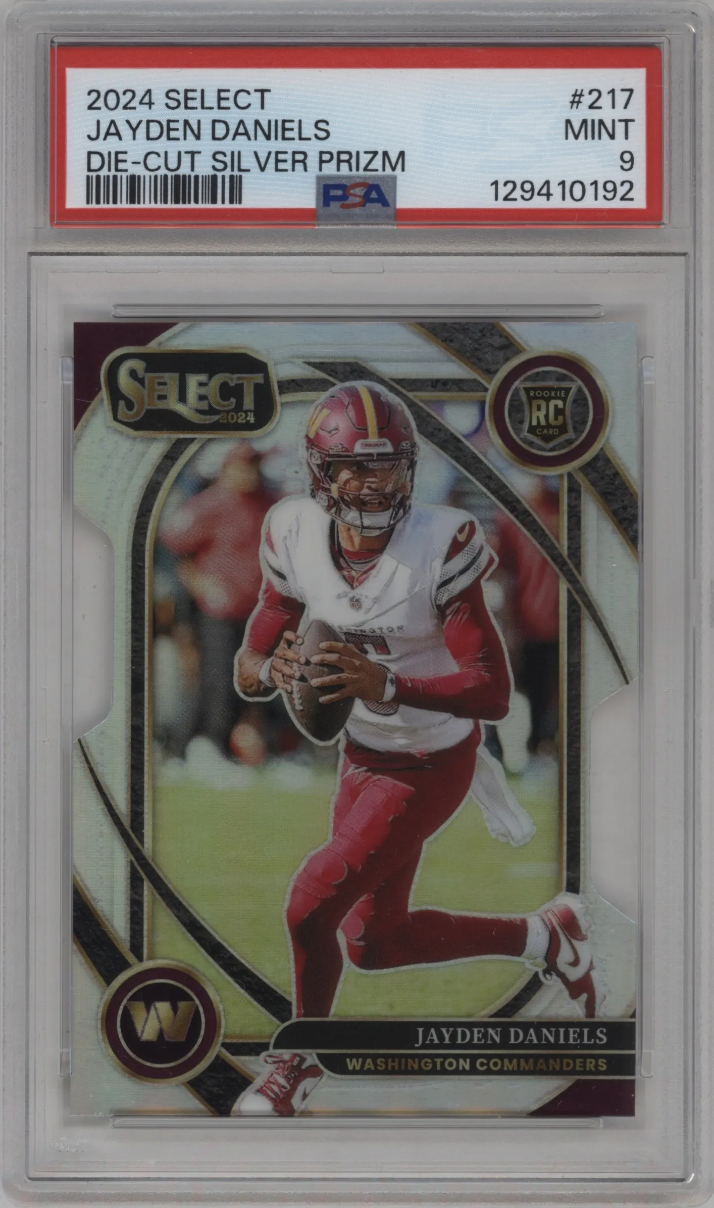 2024 Panini Select Club Lvl. Jayden Daniels Die-Cut Silver #217 PSA 9