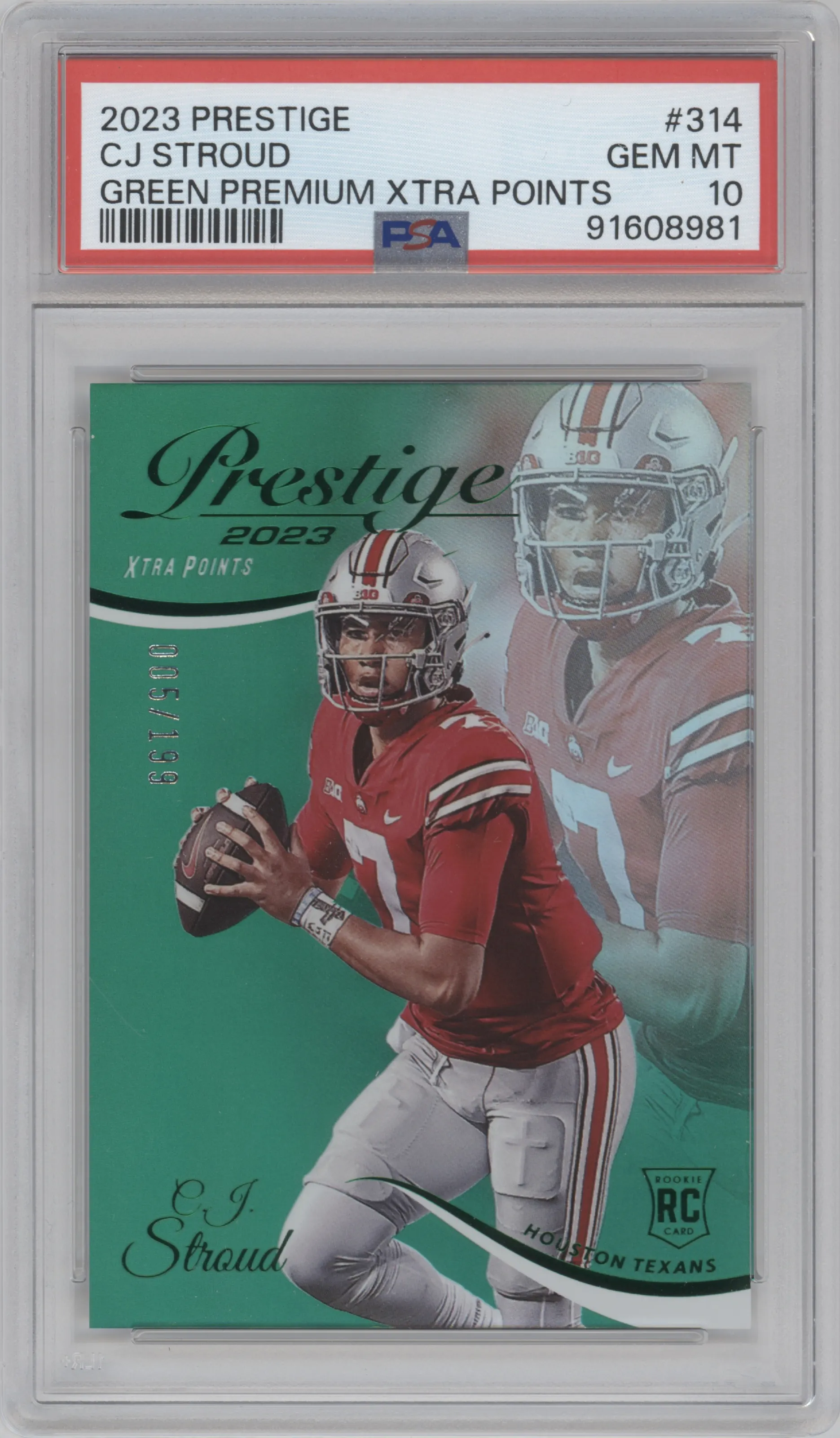 2023 Panini Prestige Xtra Points C.J. Stroud Green Premium #314 PSA 10