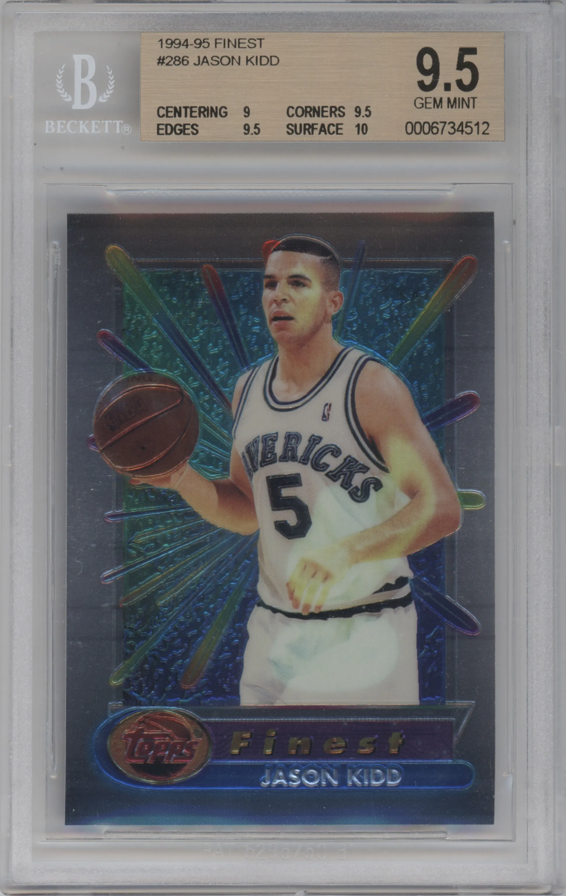 1994 Topps Finest Jason Kidd BGS 9.5