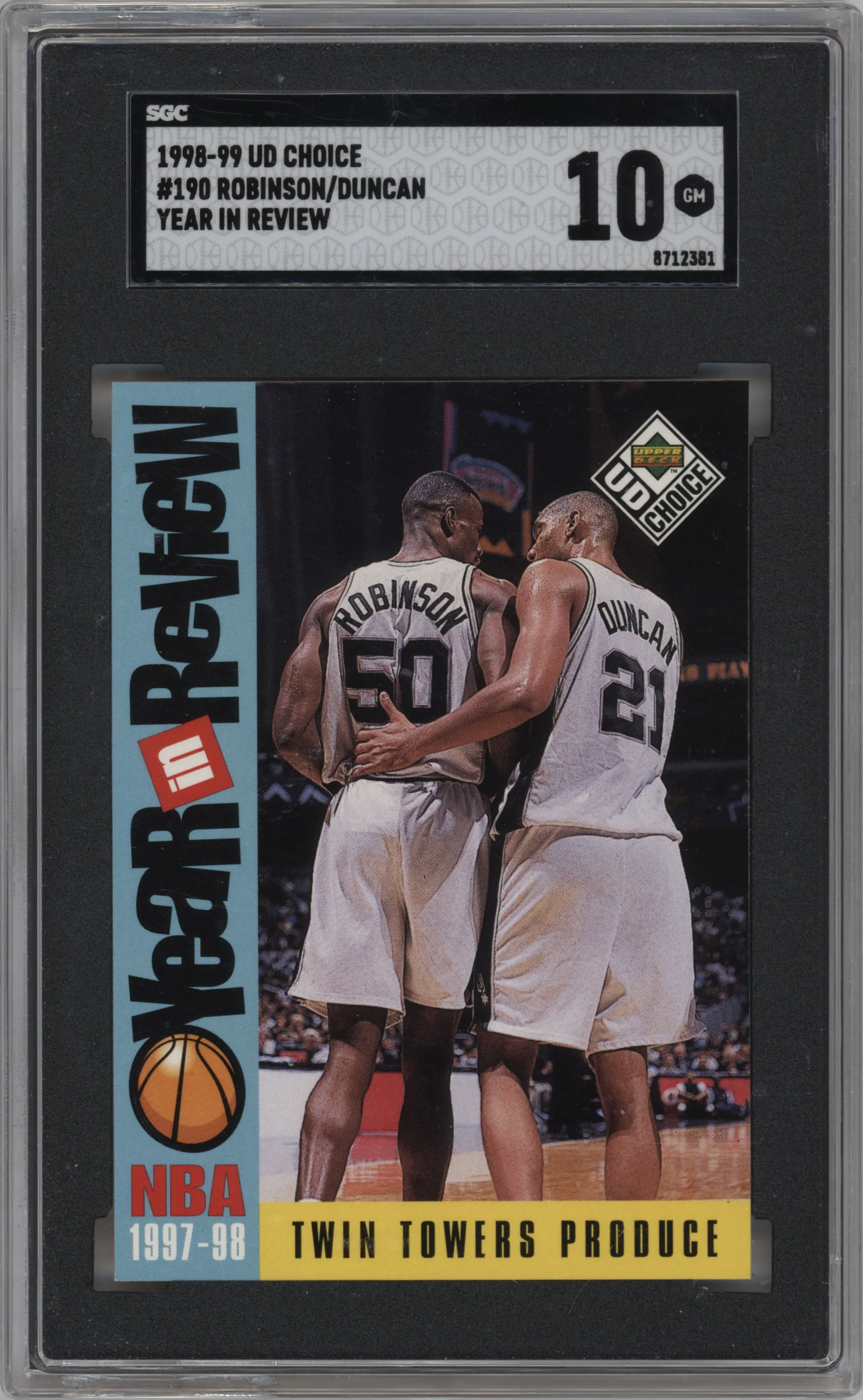 1998 Upper Deck Choice David Robinson/Tim Duncan #190 SGC 10