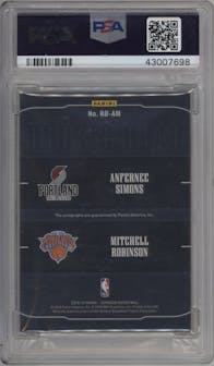 Anfernee Simons / Mitchell Robinson from the 2018-19 Panini Dominion set featuring a Platinum parallel graded by PSA and given an overall grade of 9.