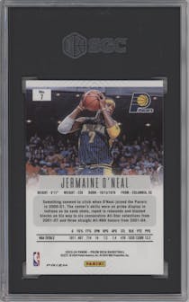 Jermaine O'Neal from the 2023-24 Panini Prizm Deca set featuring a Black Gold Prizm  parallel graded by SGC and given an overall grade of 9.