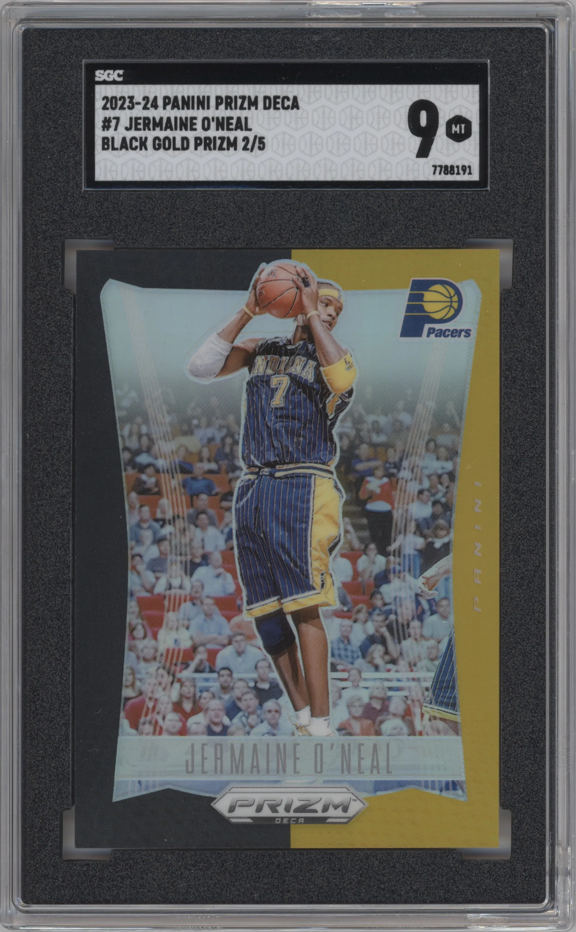 2023 Panini Prizm Deca Jermaine O'Neal Black Gold Prizm SGC 9