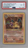 Charizard from the 1999 Pokemon set graded by PSA and given an overall grade of 4.
