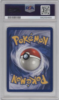 Blastoise from the 1999 Pokemon set graded by PSA and given an overall grade of 7.