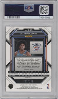 Jalen Williams from the 2022-23 Panini Prizm  set featuring a Purple Ice parallel graded by PSA and given an overall grade of 9.
