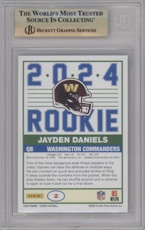 Jayden Daniels  from the 2024 Panini Score set graded by Beckett and given an overall grade of 9.5.