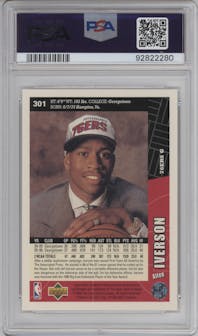 Allen Iverson from the 1996-97 Upper Deck Collector's Choice set graded by PSA and given an overall grade of 9.