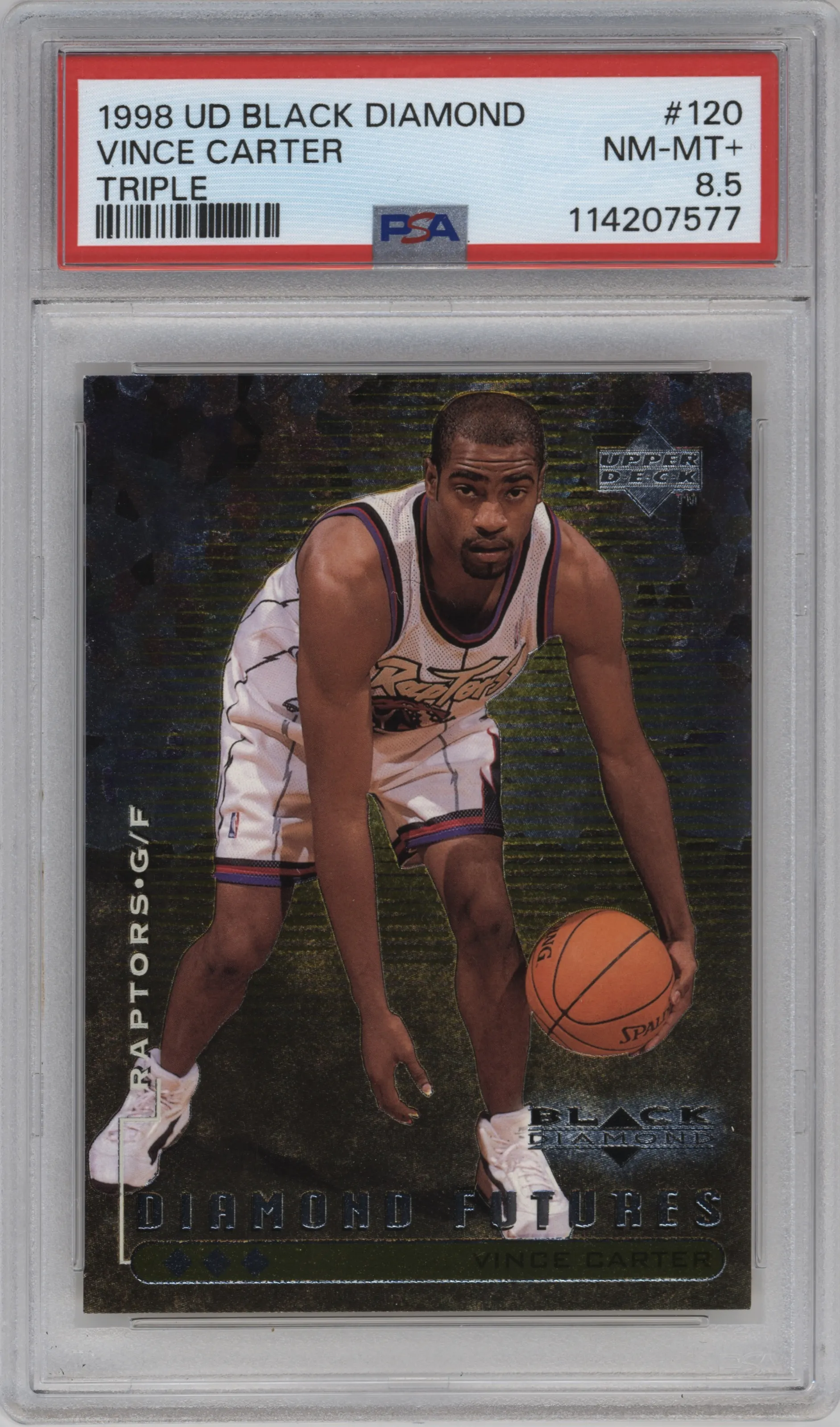 1998 Upper Deck Black Diamond Vince Carter Triple Diamond #120 PSA 8.5