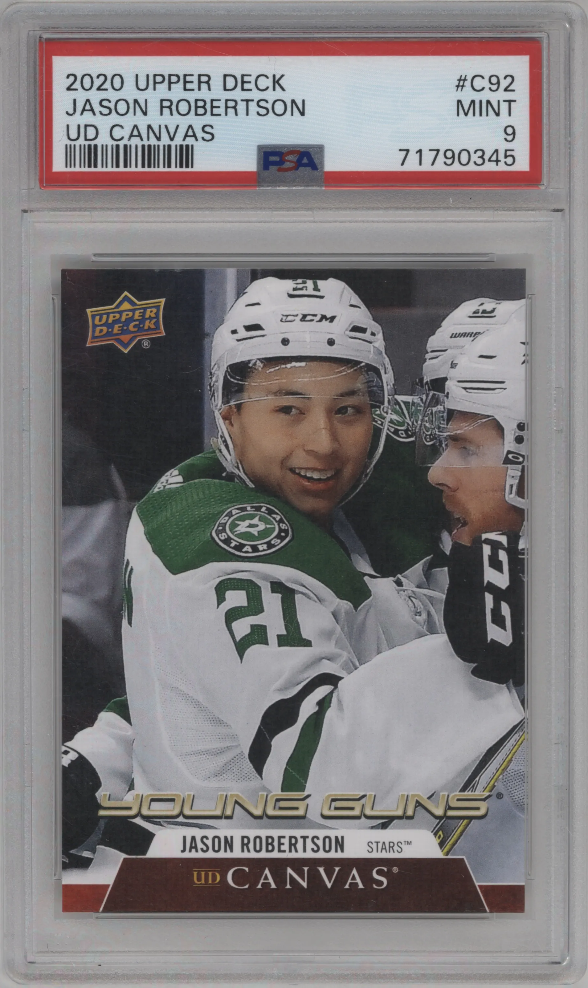 2020 Upper Deck Series 1 UD Canvas Young Guns Jason Robertson #C92 PSA 9
