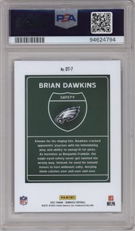 Brian Dawkins from the 2021 Panini Donruss set graded by PSA and given an overall grade of 10.