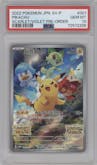 Pikachu from the 2022 Pokemon SV JPN set featuring a Nintendo Switch Scarlet & Violet Pre-Order parallel graded by PSA and given an overall grade of 10.