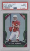 Kyler Murray from the 2019 Panini Prizm set featuring a Green Prizm parallel graded by PSA and given an overall grade of 10.