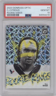 C.J. Stroud from the 2023 Donruss Optic set graded by PSA and given an overall grade of 10.