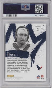 C.J. Stroud from the 2023 Donruss Optic set graded by PSA and given an overall grade of 10.