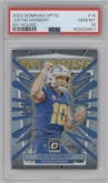 Justin Herbert from the 2023 Donruss Optic set graded by PSA and given an overall grade of 10.