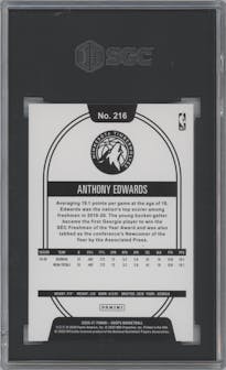 Anthony Edwards from the 2020-21 Panini NBA Hoops set graded by SGC and given an overall grade of 9.5.