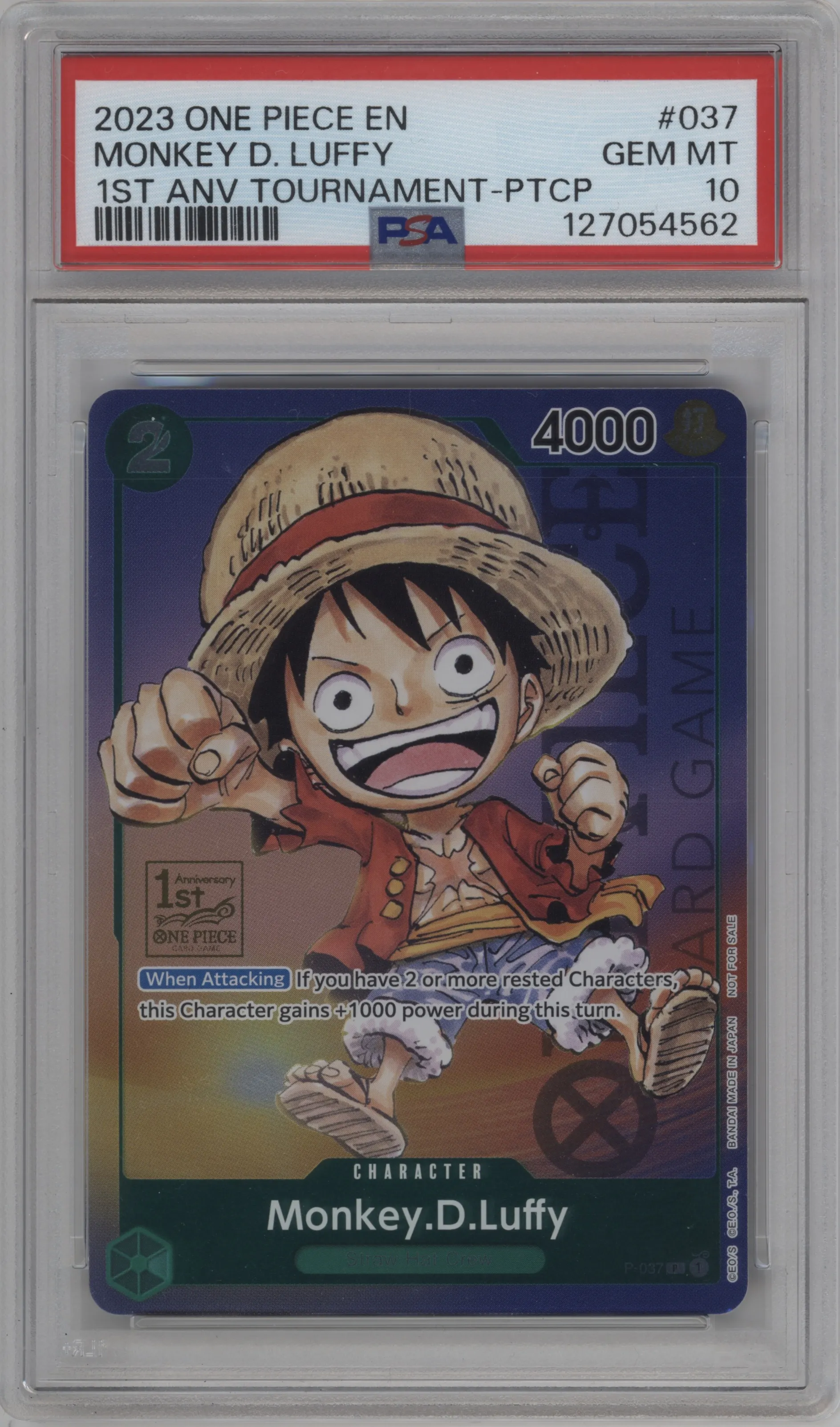 2023 One Piece 1st Anniversary Tournament Monkey.D.Luffy Participation P #P-037 P PSA 10