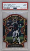 Jalen Hurts from the 2020 Panini Select set featuring a Die-Cut Maroon parallel graded by PSA and given an overall grade of 9.