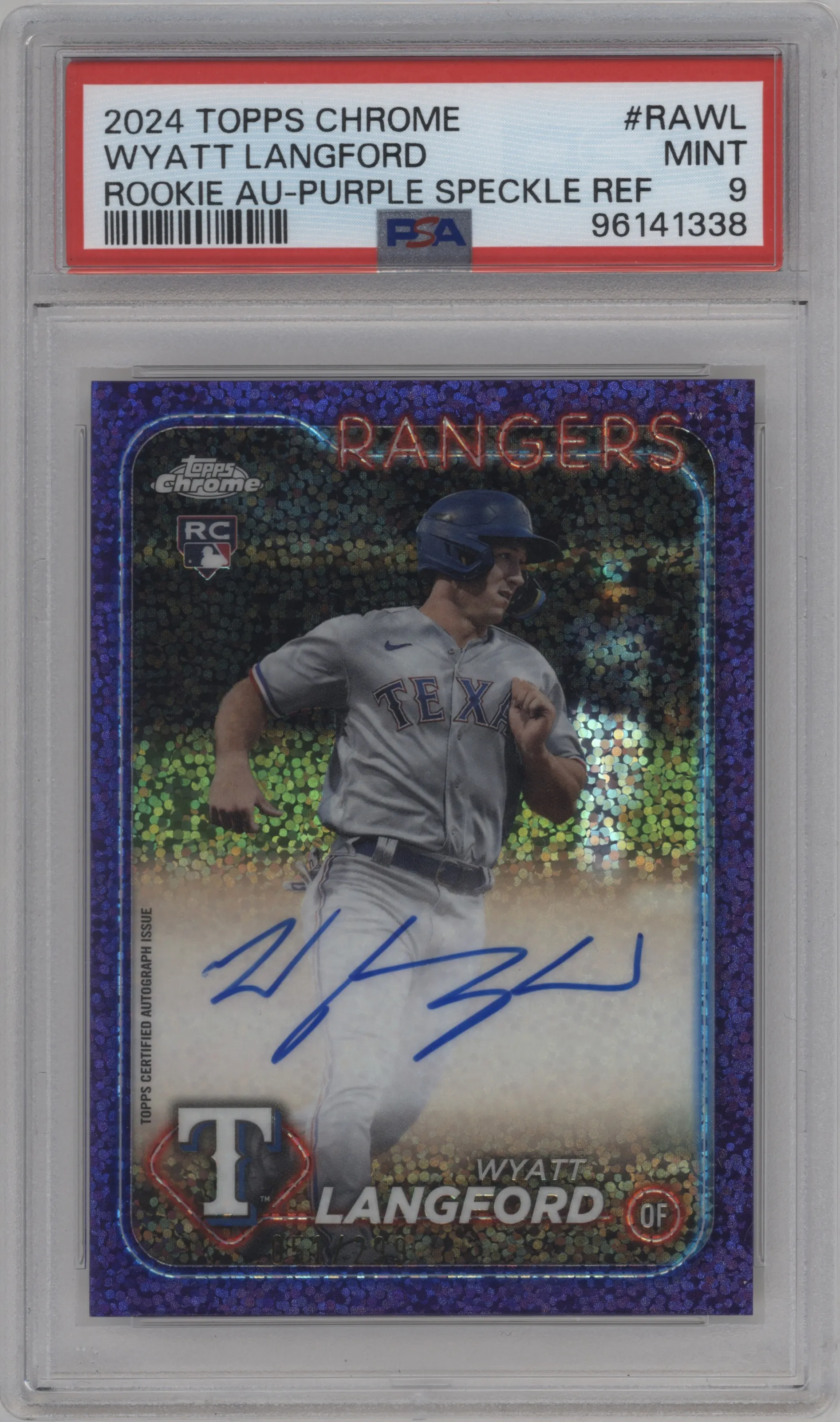 2024 Topps Chrome Rke.Auto Wyatt Langford Purple Speckle Refractor #RA-WL PSA 9