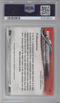 Dustin Poirier from the 2018 Topps UFC Chrome  set featuring a Green Refractor  parallel graded by PSA and given an overall grade of 10.