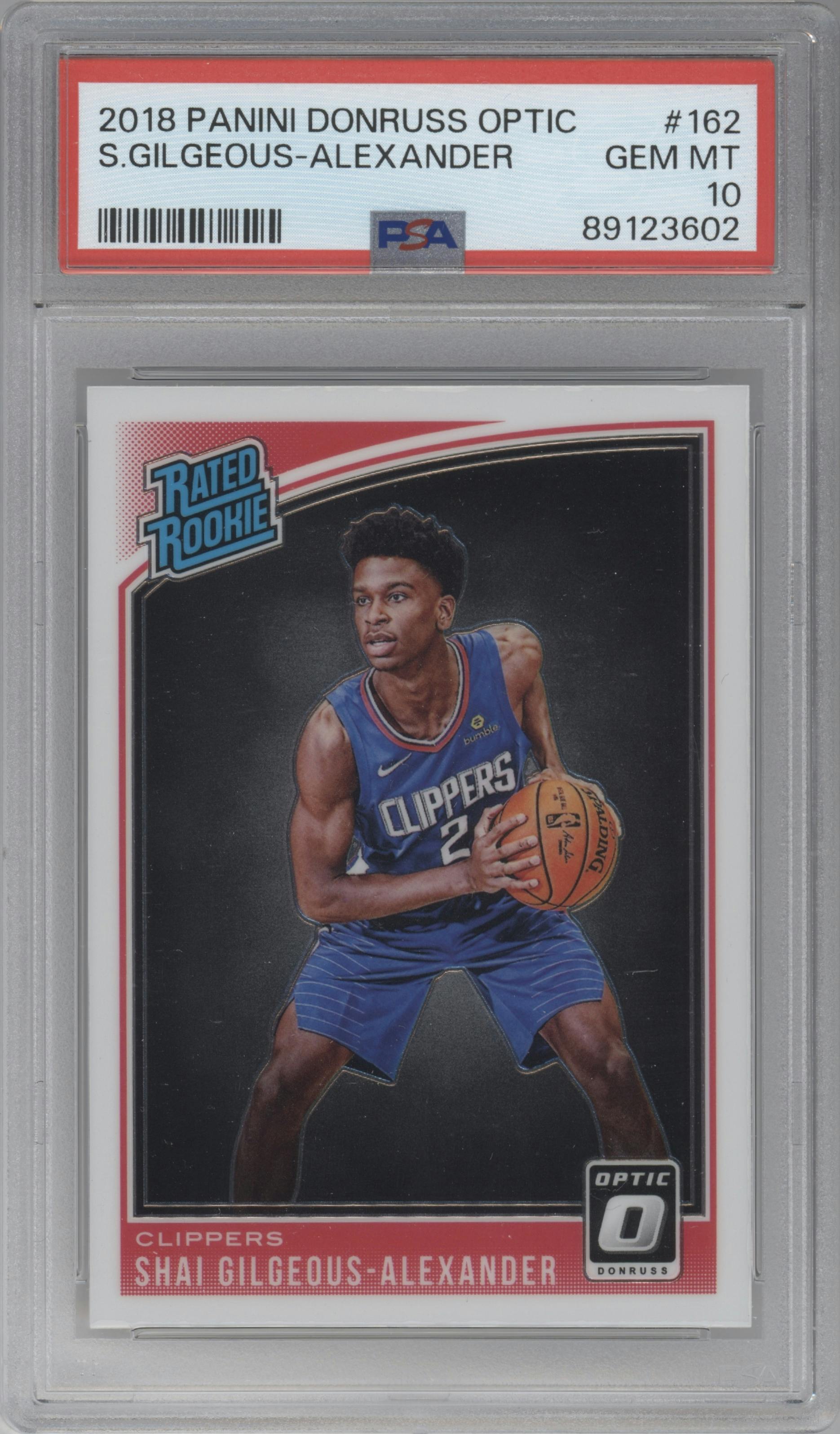 Shai Gilgeous-Alexander from the 2018-19 Panini Donruss Optic set graded by PSA and given an overall grade of 10.