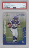 Adrian Peterson from the 2007 Score set featuring a Atomic parallel graded by PSA and given an overall grade of 9.