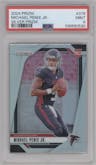 Michael Penix Jr. from the 2024 Panini Prizm set featuring a Silver Prizm parallel graded by PSA and given an overall grade of 9.