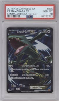 Rayquaza EX from the 2015 Pokemon XY JPN set graded by PSA and given an overall grade of 10.