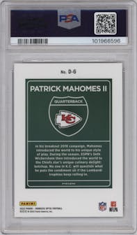 Patrick Mahomes II from the 2023 Donruss Optic set graded by PSA and given an overall grade of 10.