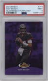 Tom Brady from the 2024 Finest set featuring a Purple Refractor parallel graded by PSA and given an overall grade of 9.