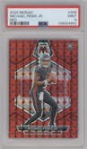 Michael Penix Jr. from the 2024 Panini Mosaic set featuring a Red Mosaic parallel graded by PSA and given an overall grade of 9.
