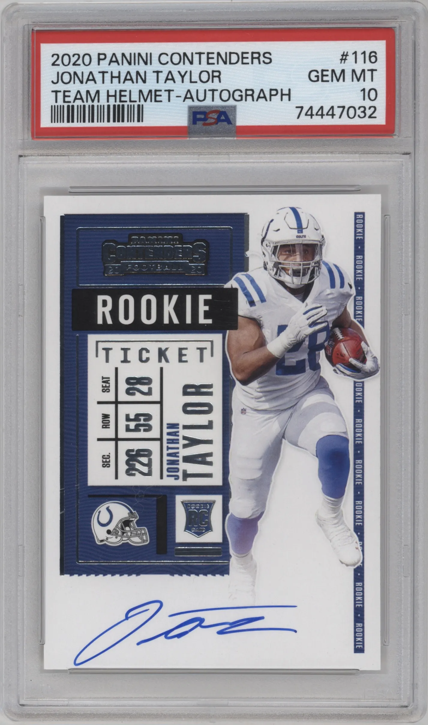 2020 Panini Contenders Rke.Tkt.RPS Var. Jonathan Taylor PSA 10