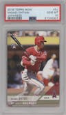 Shohei Ohtani from the 2018 Topps Now set featuring a Japanese parallel graded by PSA and given an overall grade of 10.