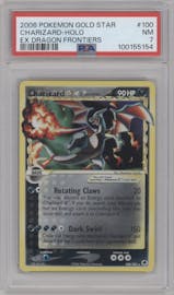 Charizard Gold Star from the 2006 Pokemon EX set graded by PSA and given an overall grade of 7.