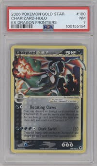 Charizard Gold Star from the 2006 Pokemon EX set graded by PSA and given an overall grade of 7.