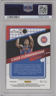 Cade Cunningham from the 2021-22 Panini Donruss Optic set featuring a Gold parallel graded by PSA and given an overall grade of 9.